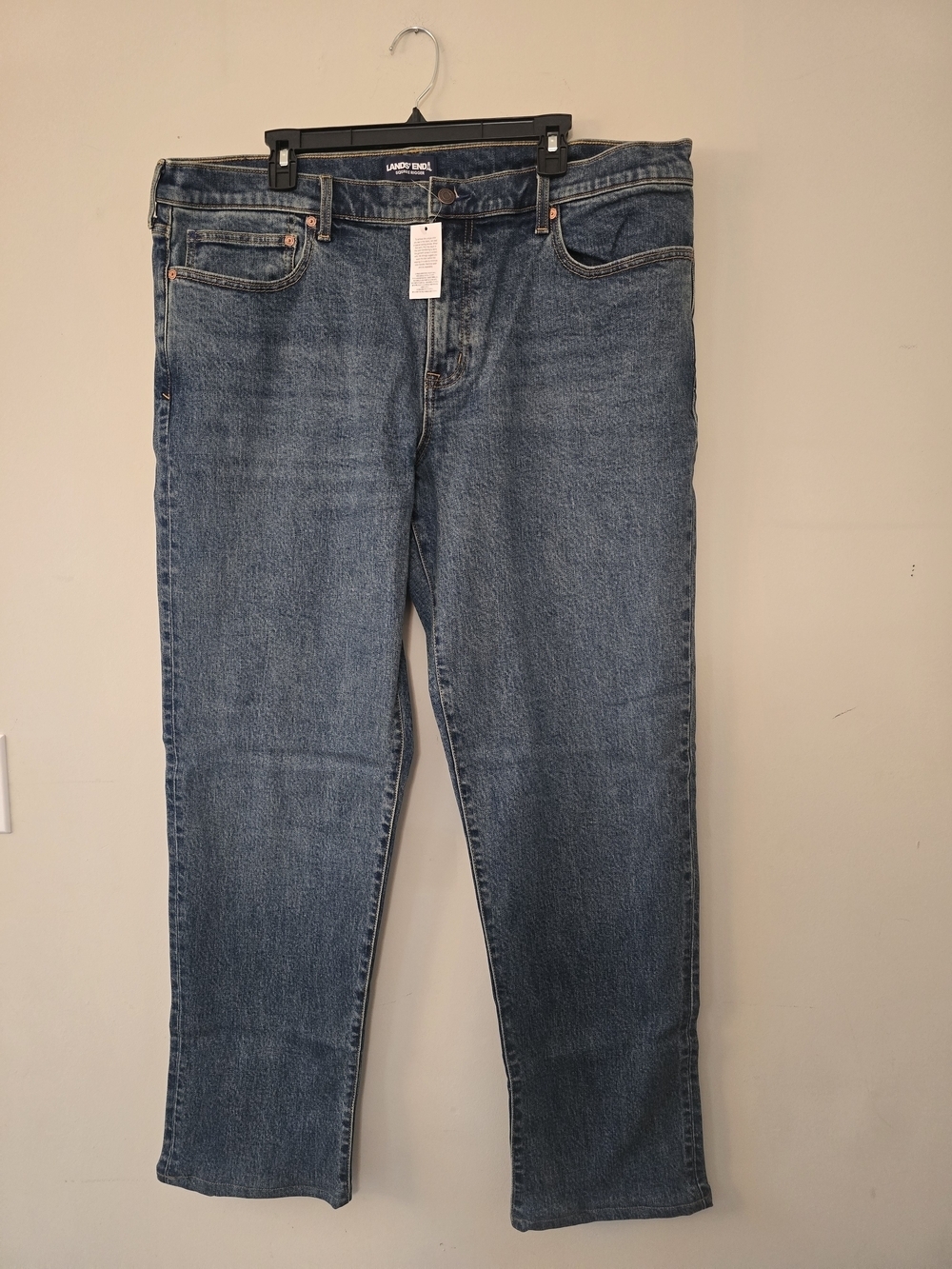 Lands' End Men’s Traditional Fit Jeans in Blue Denim
